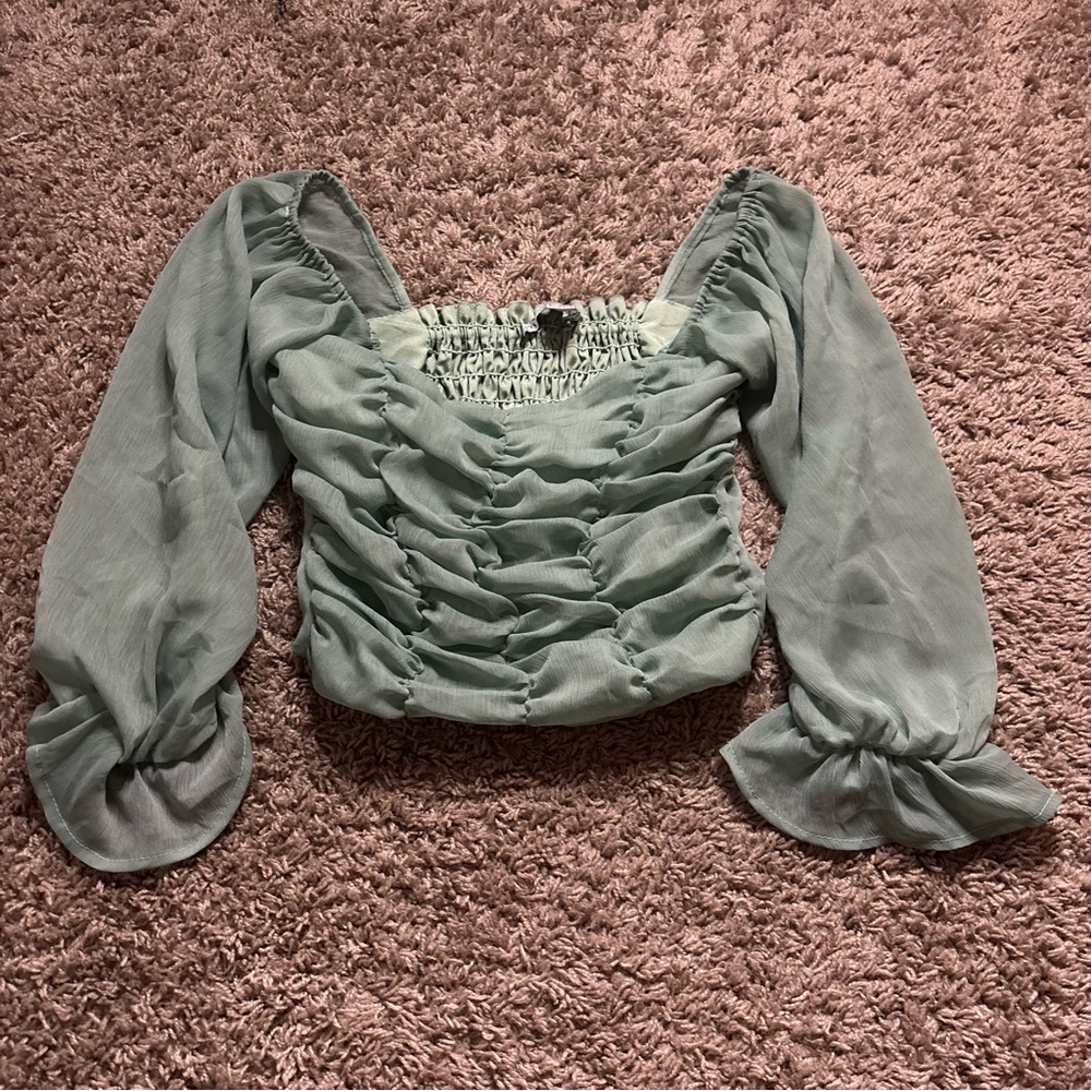 Elegant Green Ruched Women's Top